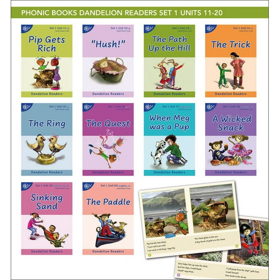Phonic Books Dandelion Readers Set 1 Units 11-20 (Two-Letter Spellings Sh, Ch, Th, Ng, Qu, Wh, -Ed, -Ing, Le): Decodable Books for Beginner Readers Two-Letter Spellings Sh, Ch, Th, Ng, Qu, Wh, -Ed, -I