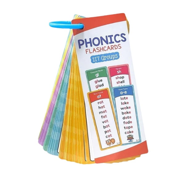Phonics Cards for Beginners Learn to Read & Spell, 117 Sound Groups 900 Words, Double Sided Flashcards Set for Fun Learning Activities