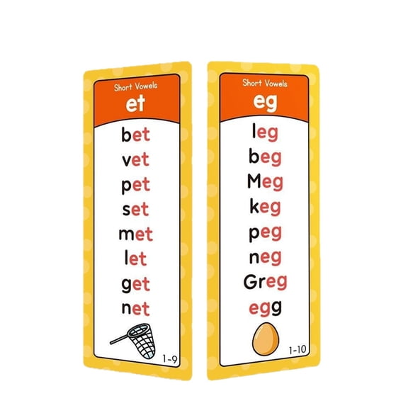 Phonics Flash Cards, 117 Groups 900+ Rhyming Words English Learning Cards for Language Study
