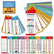 Phonics Flash Cards 117 Groups 900+ Rhyming Words, Preschool and Kindergarten Early Reading Practice, Double-Sided Waterproof Cards