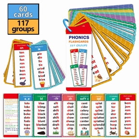 Phonics Flashcards with 117 Phonetic Families and 900+ Rhyming Words - Enhance Reading Skills with Focus on Vowels, Blends, and Digraphs - Double-Sided, Waterproof, and Safe for Learning