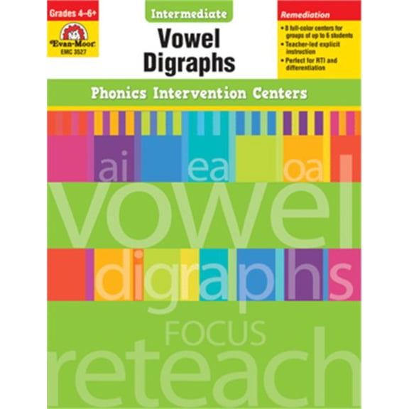 Pre-Owned Phonics Intervention Centers: Vowel Digraphs, Grades 4-6+ (Paperback) 1609634519 9781609634513