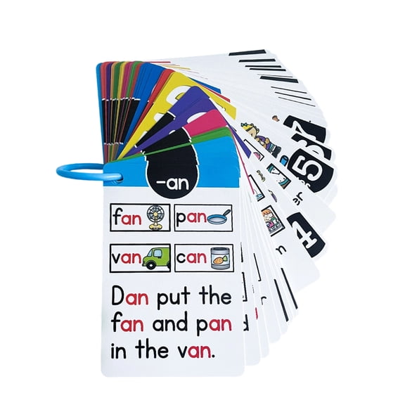 Phonics Learning Flashcards with Words & Images, Vocabulary Building Tool for Kindergarten Teaching & Home Use