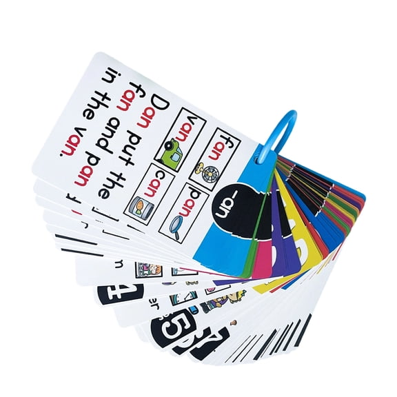 Phonics Learning Flashcards with Words & Images, Vocabulary Building Tool for Kindergarten Teaching & Home Use