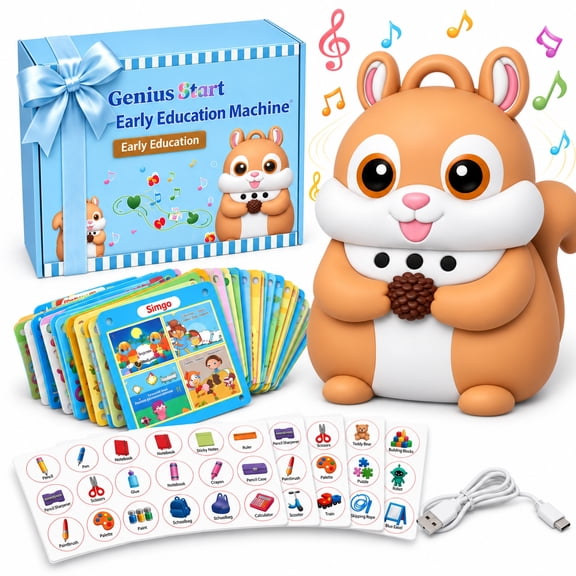 Linkspox Phonics Learning Toy with Reader Squirrel, 629 Words, 8 Stickers,Screen-free learning with voice recording helps kids ages 3+ build their vocabulary through interactive cards and stickers