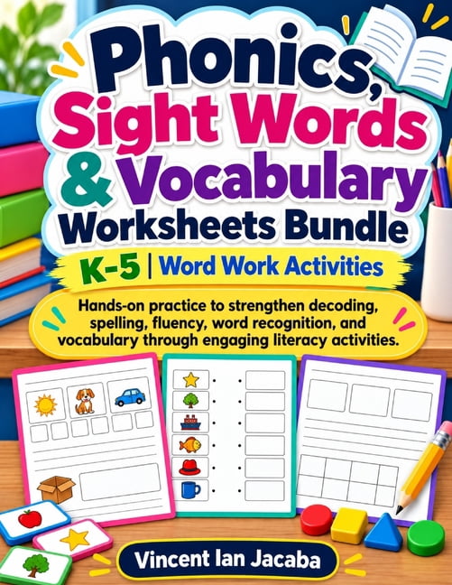Easy Decoding Activity Phonics, Sight Words & Vocabulary Worksheets for K-5: Hands-On Word ...