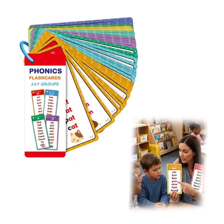 Phonics Word Cards, 117 Sound Groups 900+ Rhyming Words, Preschool English Learning Set, Learn to Read & Spell, Fun Phonics Activities