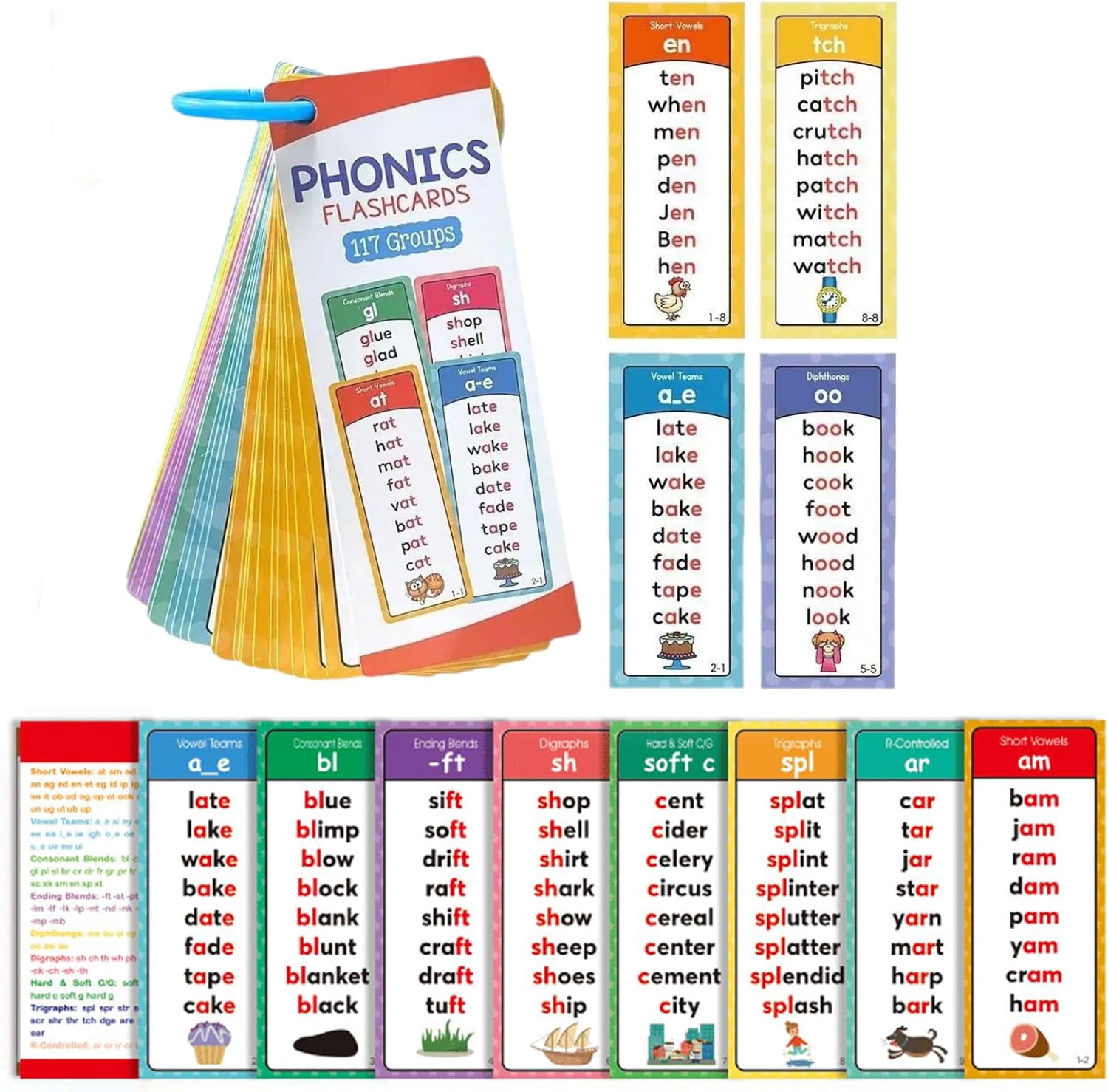 Sound Groups Phonics Word Cards 117 Sound Groups 900+ Rhyming Words Preschool ...