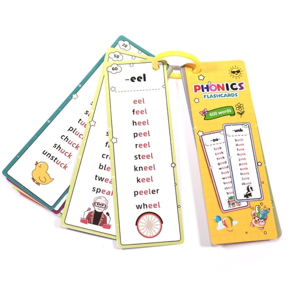Phonics Word Lists Cards, 600 Words 31 Phonics Patterns, Vocabulary Building Teaching Aids,Double-Sided Educational Flashcards
