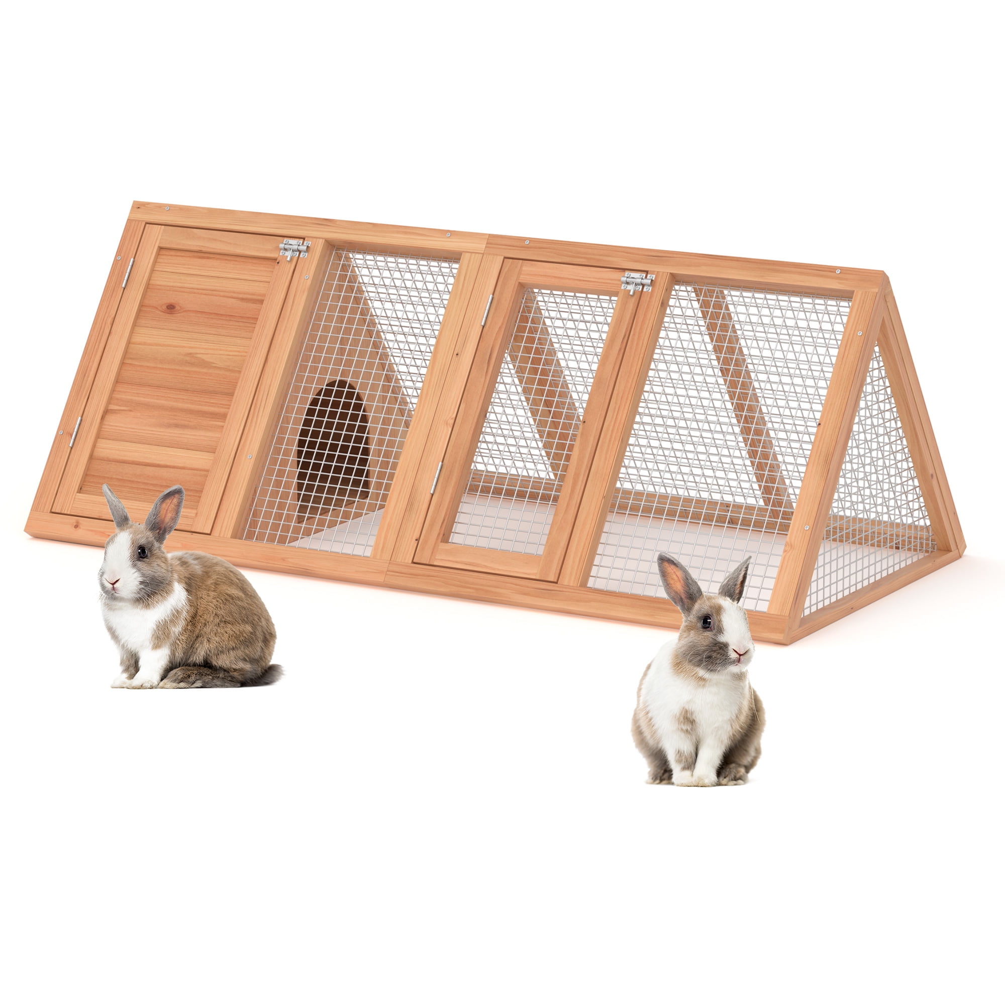 Phonjoroo Chicken Coop for 2 Chickens Small Rabbit Hutch Quail Coop Wooden Bunny Cages Outdoor Chicken House w Ventilating Wire