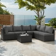 thumbnail image 1 of Phonjoroo Patio Furniture Set 7 Pieces Outdoor  Wicker Sectional Furniture Sofa Conversation Sets with Cushions All Weather Outside Patio Seating, 1 of 7