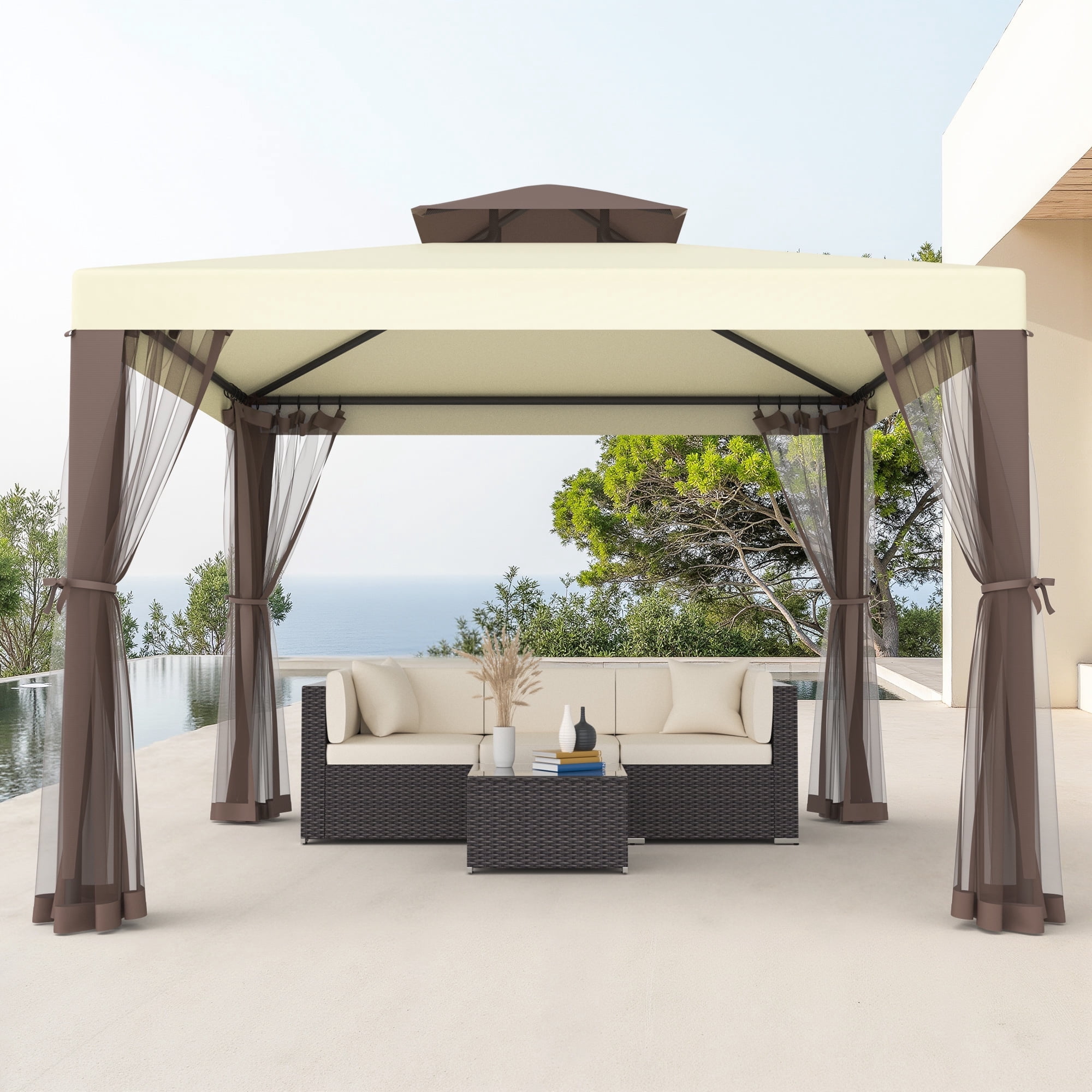 Phonjoroo Patio Gazebo Tent 10x10 ft, Outdoor Canopy Shelter