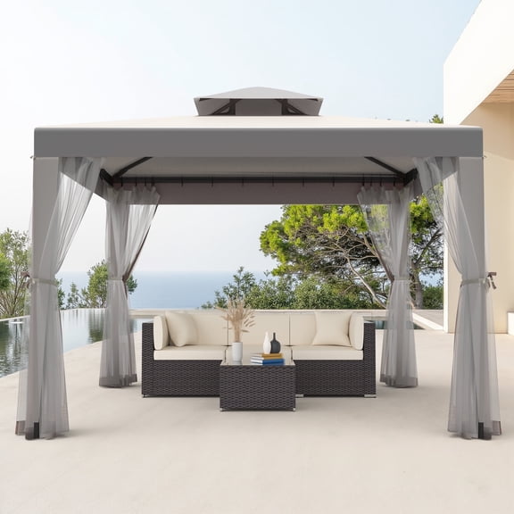 Phonjoroo Patio Gazebo Tent 10' x 10', Outdoor Canopy Shelter