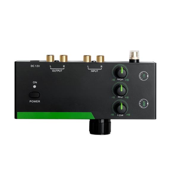 Phono Preamplifier MM MC Sound Interface High Mid Low Adjustment RCA XLR Output Black Compact Design 5.87 x 2.4 in / 14.9 x 6 cm