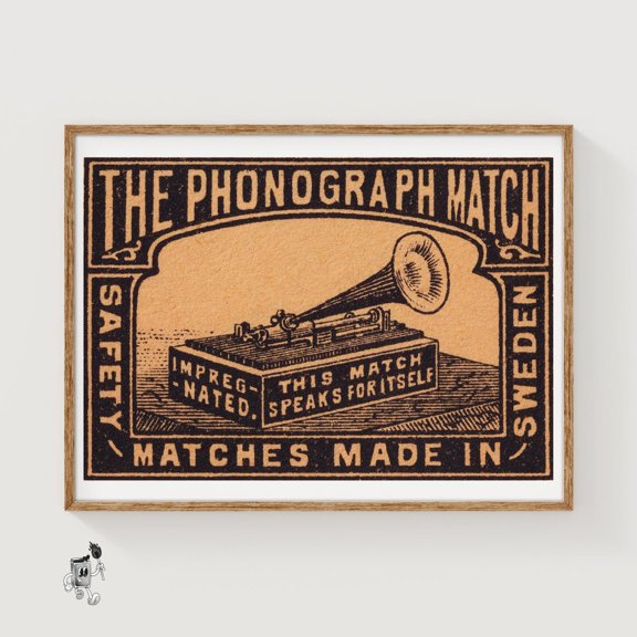 Phonograph Matchbox Print, Unframed Paper Poster 8x10in