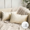 thumbnail image 1 of Phantoscope Bronzing Soft Solid Velvet Decorative Throw Pillow for Couch, Beige, 12" x 20", 2 Pack, 1 of 3