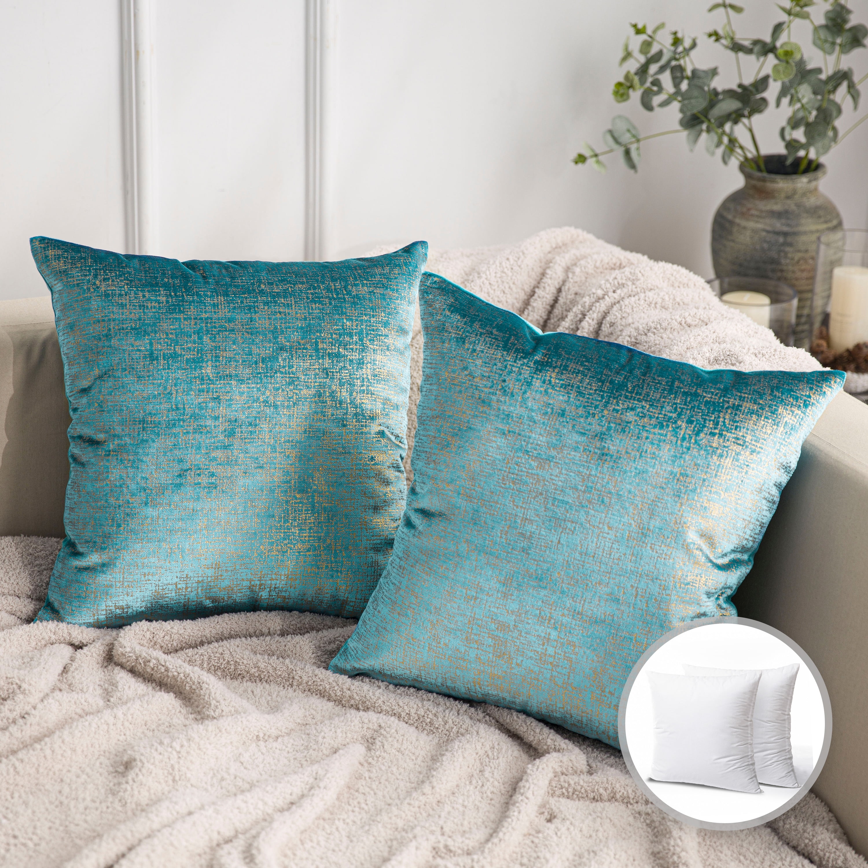 Small or Large Teal Throw Pillow for Bed Decor, Big Couch Pillows