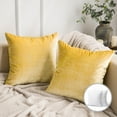thumbnail image 1 of Phantoscope Bronzing Soft Solid Velvet Decorative Throw Pillow for Couch, Yellow, 20" x 20", 2 Pack, 1 of 3