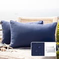 thumbnail image 1 of Phantoscope Summer Waterproof Square Cusion Outdoor Decorative Throw Pillow for Patio, 12" x 20", Navy Blue, 2 Pack, 1 of 6