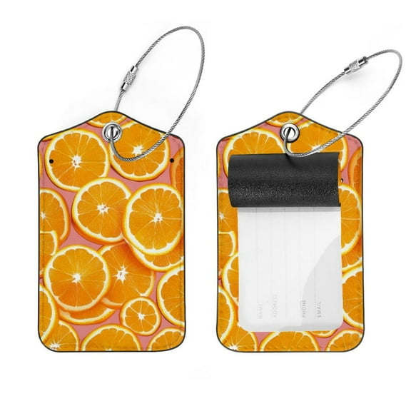 PhooArto 2 PCS Luggage Tag for Suitcase Bag Tags for Backpacks Baggage Handbag School Instrument Tag Label, Cute Orange Slices Pattern