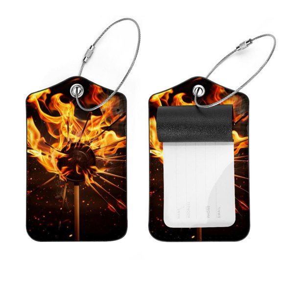 PhooArto 2 PCS Luggage Tag for Suitcase Bag Tags for Backpacks Baggage Handbag School Instrument Tag Label, Darts and Fire