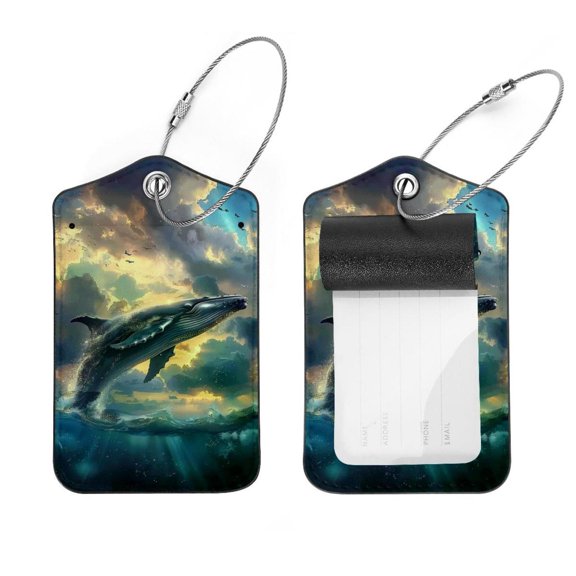 PhooArto 2 PCS Luggage Tag for Suitcase Bag Tags for Backpacks Baggage Handbag School Instrument Tag Label, Ocean Sea Whale