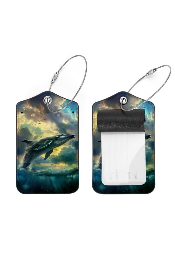 2 PCS Luggage Tag for Suitcase Bag Tags for Backpacks Baggage Handbag School Instrument Tag Label, Ocean Sea Whale