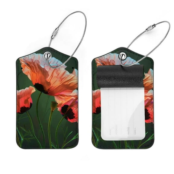 PhooArto 2 PCS Luggage Tag for Suitcase Bag Tags for Backpacks Baggage Handbag School Instrument Tag Label, Red Poppy Flower