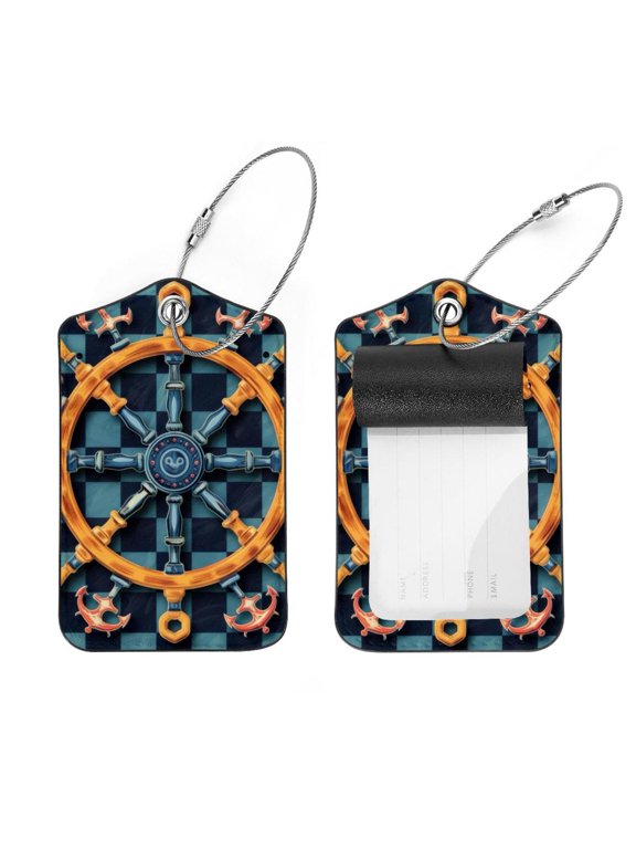 2 PCS Luggage Tag for Suitcase Bag Tags for Backpacks Baggage Handbag School Instrument Tag Label, Steering Wheel Anchor