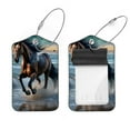 thumbnail image 1 of PhooArto 2 Pack Leather Luggage Tag with Stainless Steel Loop, Running Horse in Water Baggage Handbag Travel Suitcase Tags with Name ID Card Perfect to Quickly Spot Luggage Suitcase, 1 of 6