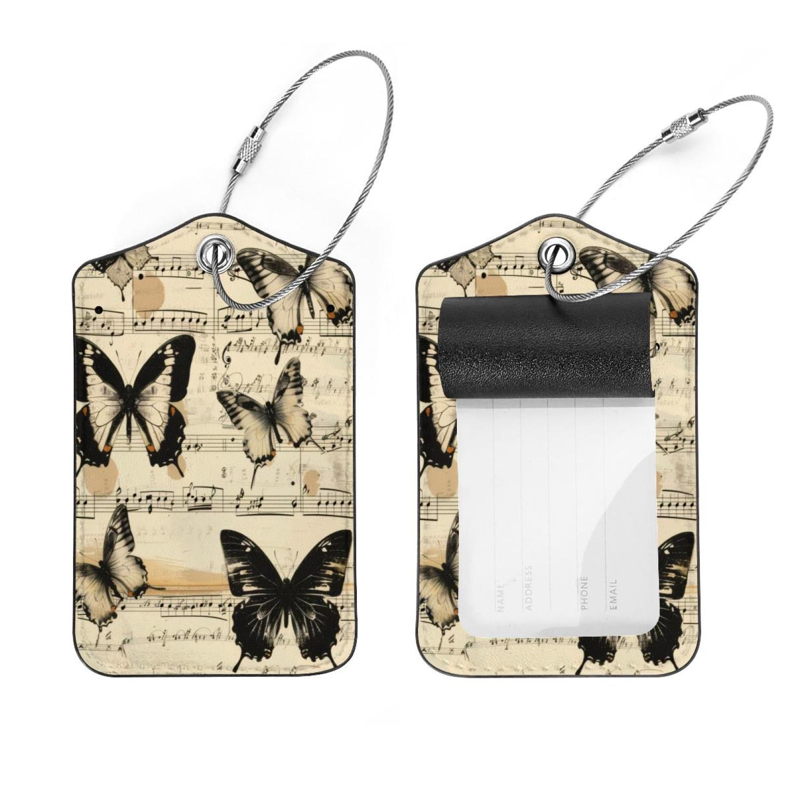 PhooArto 2 Pcs Luggage Tags, Vintage Butterflies and Music Notes ...