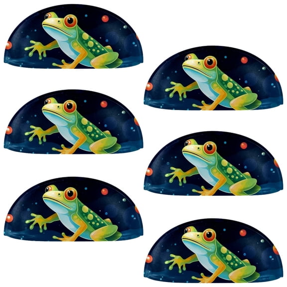 PhooArto 6 Pack Cup Drawer Pulls, Galaxy Frog Pattern Shell Shape Handles Cabinet Knobs for Dresser Cupboard Closet Wardrobe with Screws