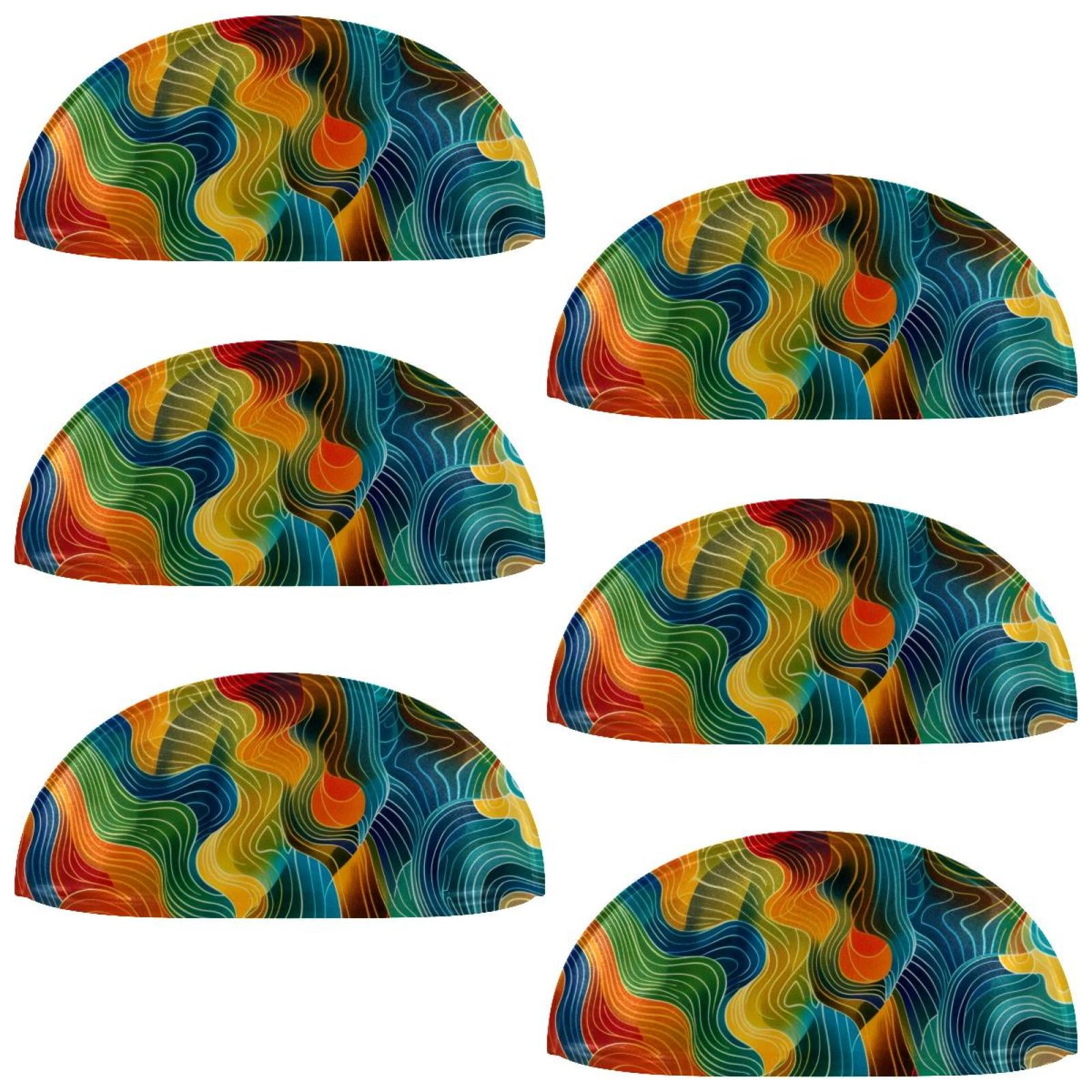 PhooArto 6 Pcs Cup Drawer Pulls, Abstract Colorful Pattern Shell Shape Handles Cabinet Knobs for Dresser Cupboard Closet Wardrobe with Screws