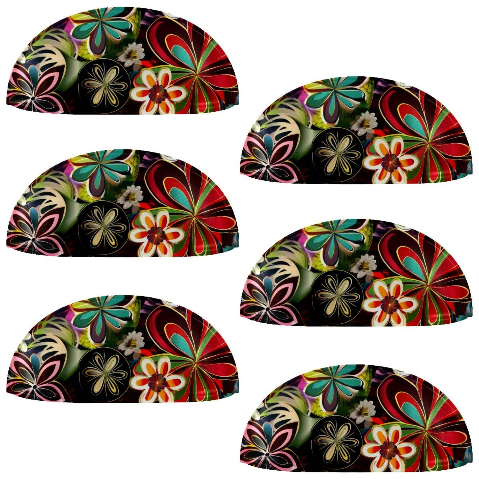 PhooArto 6 Pcs Cup Drawer Pulls, Abstract Floral Colorful Flowers Shell Shape Handles Cabinet Knobs for Dresser Cupboard Closet Wardrobe with Screws