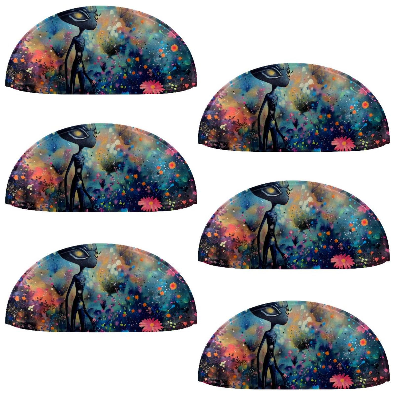 PhooArto 6 Pcs Cup Drawer Pulls, Alien Colorful Floral Galaxy Shell Shape Handles Cabinet Knobs for Dresser Cupboard Closet Wardrobe with Screws