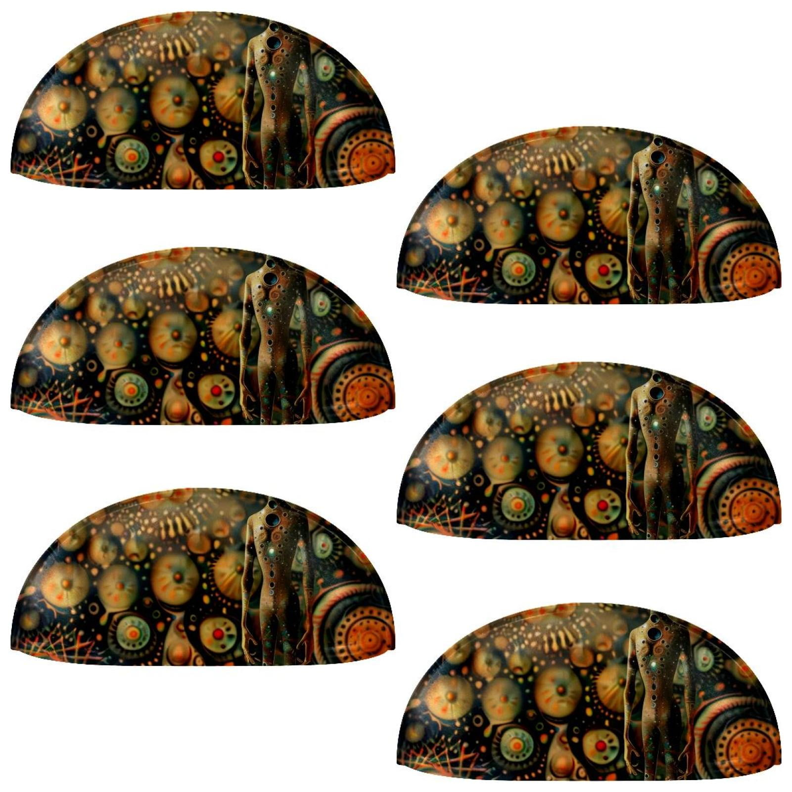 PhooArto 6 Pcs Cup Drawer Pulls, Alien and Colors Floral Shell Shape Handles Cabinet Knobs for Dresser Cupboard Closet Wardrobe with Screws