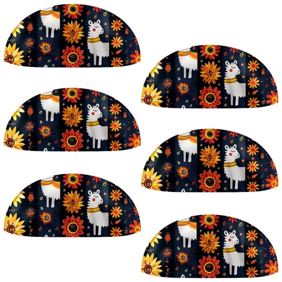 PhooArto 6 Pcs Cup Drawer Pulls, Alpaca and Sunflower Floral Shell Shape Handles Cabinet Knobs for Dresser Cupboard Closet Wardrobe with Screws