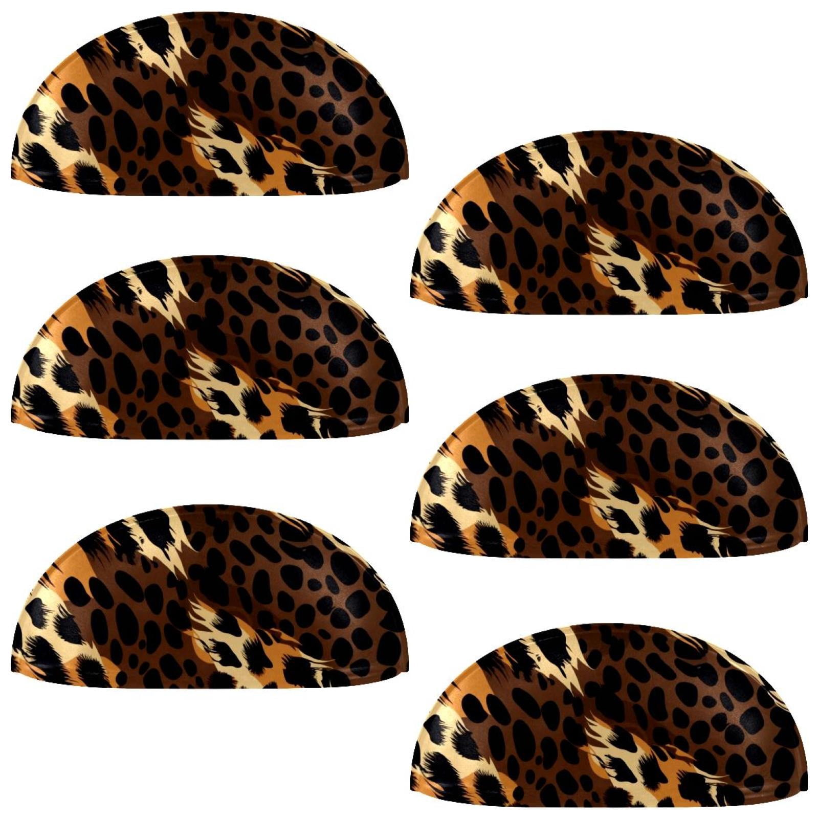 PhooArto 6 Pcs Cup Drawer Pulls, Animal Leopard Color Pattern Shell Shape Handles Cabinet Knobs for Dresser Cupboard Closet Wardrobe with Screws