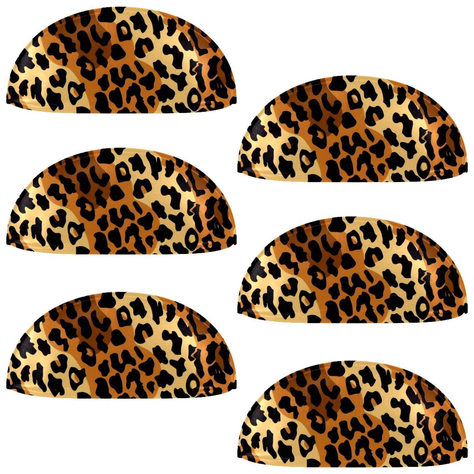 PhooArto 6 Pcs Cup Drawer Pulls, Animal Leopard Pattern Shell Shape Handles Cabinet Knobs for Dresser Cupboard Closet Wardrobe with Screws