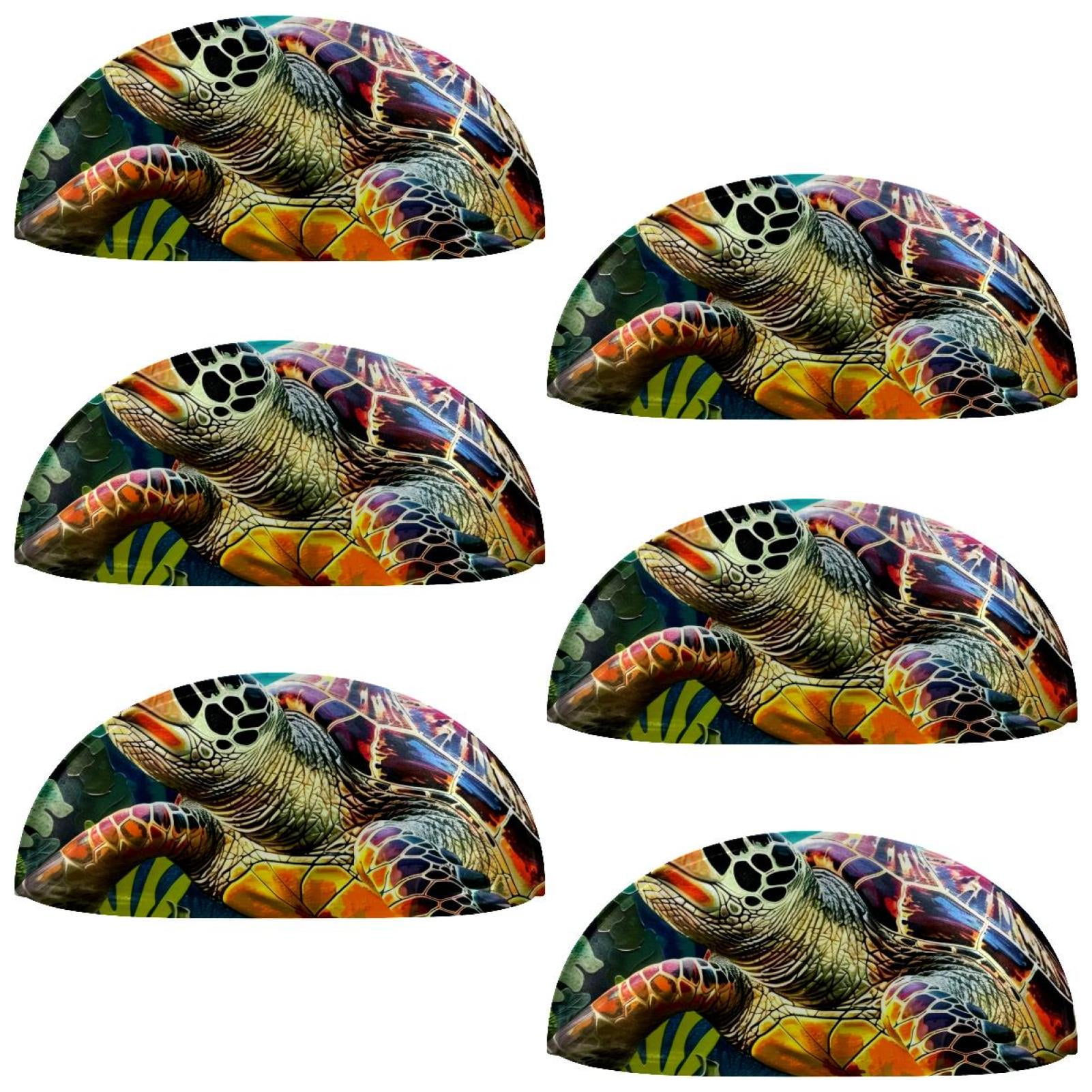 PhooArto 6 Pcs Cup Drawer Pulls, Art Colorful Sea Turtle Shell Shape Handles Cabinet Knobs for Dresser Cupboard Closet Wardrobe with Screws