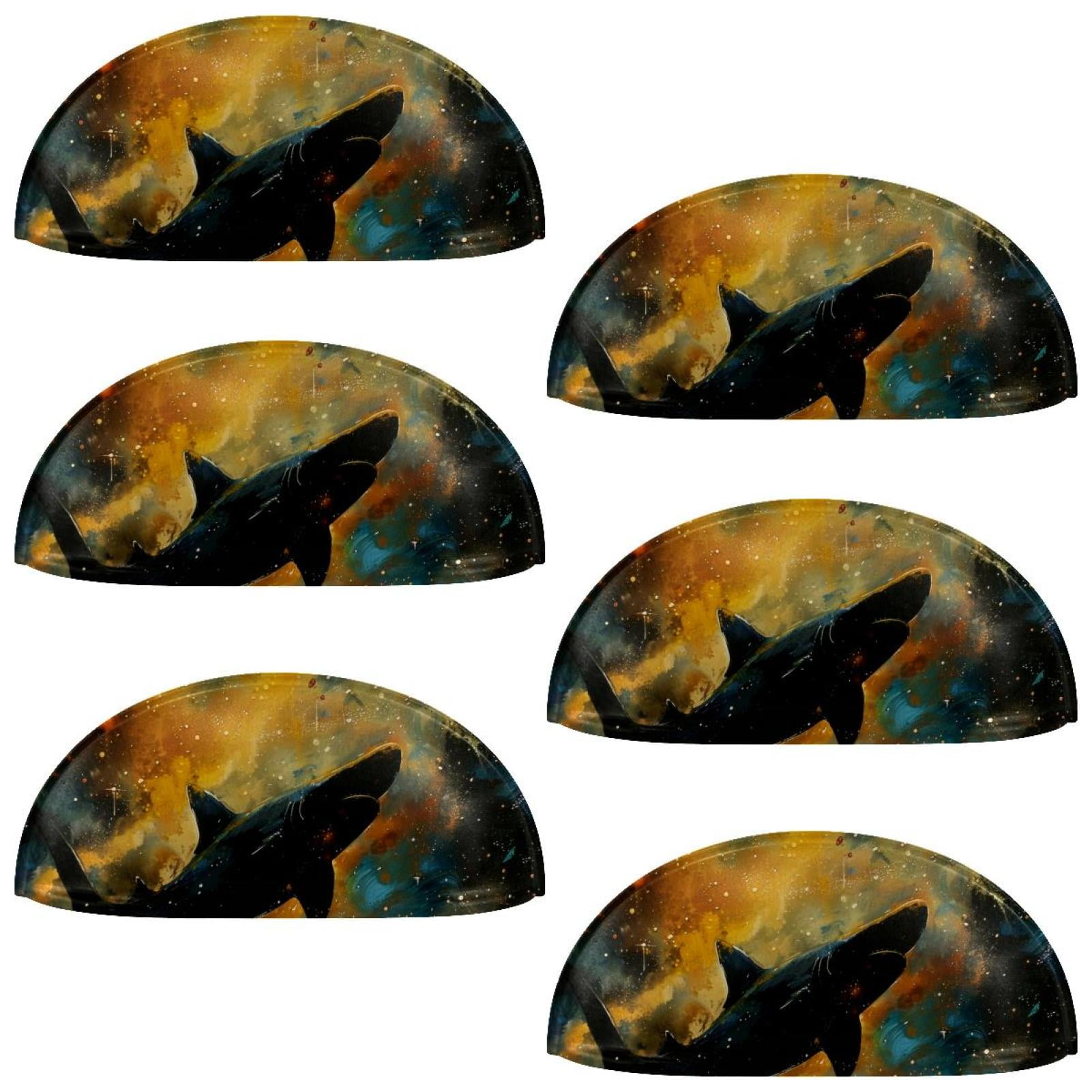 PhooArto 6 Pcs Cup Drawer Pulls, Art Shark in the Galaxy Shell Shape Handles Cabinet Knobs for Dresser Cupboard Closet Wardrobe with Screws