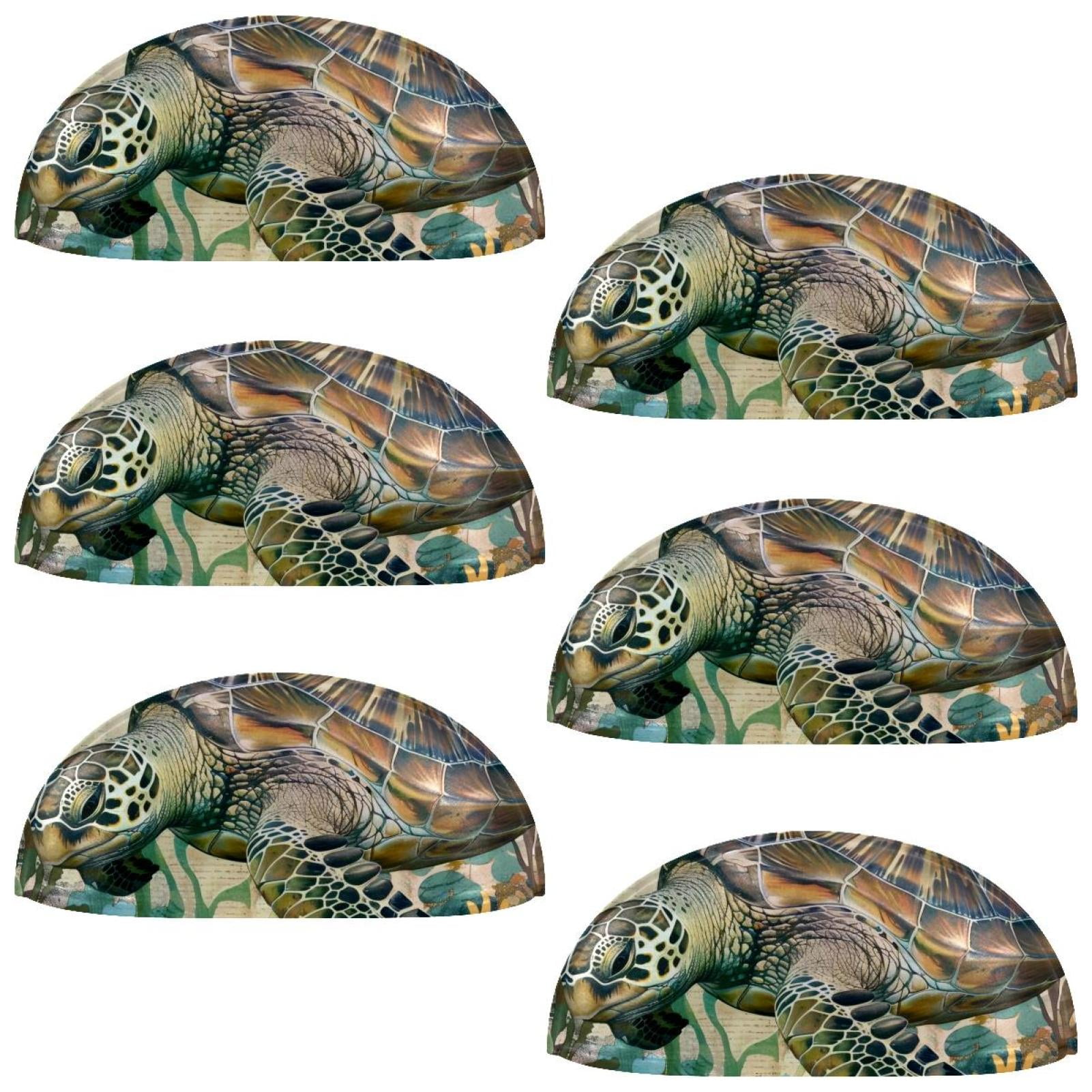PhooArto 6 Pcs Cup Drawer Pulls, Art Vintage Sea Turtle Shell Shape Handles Cabinet Knobs for Dresser Cupboard Closet Wardrobe with Screws