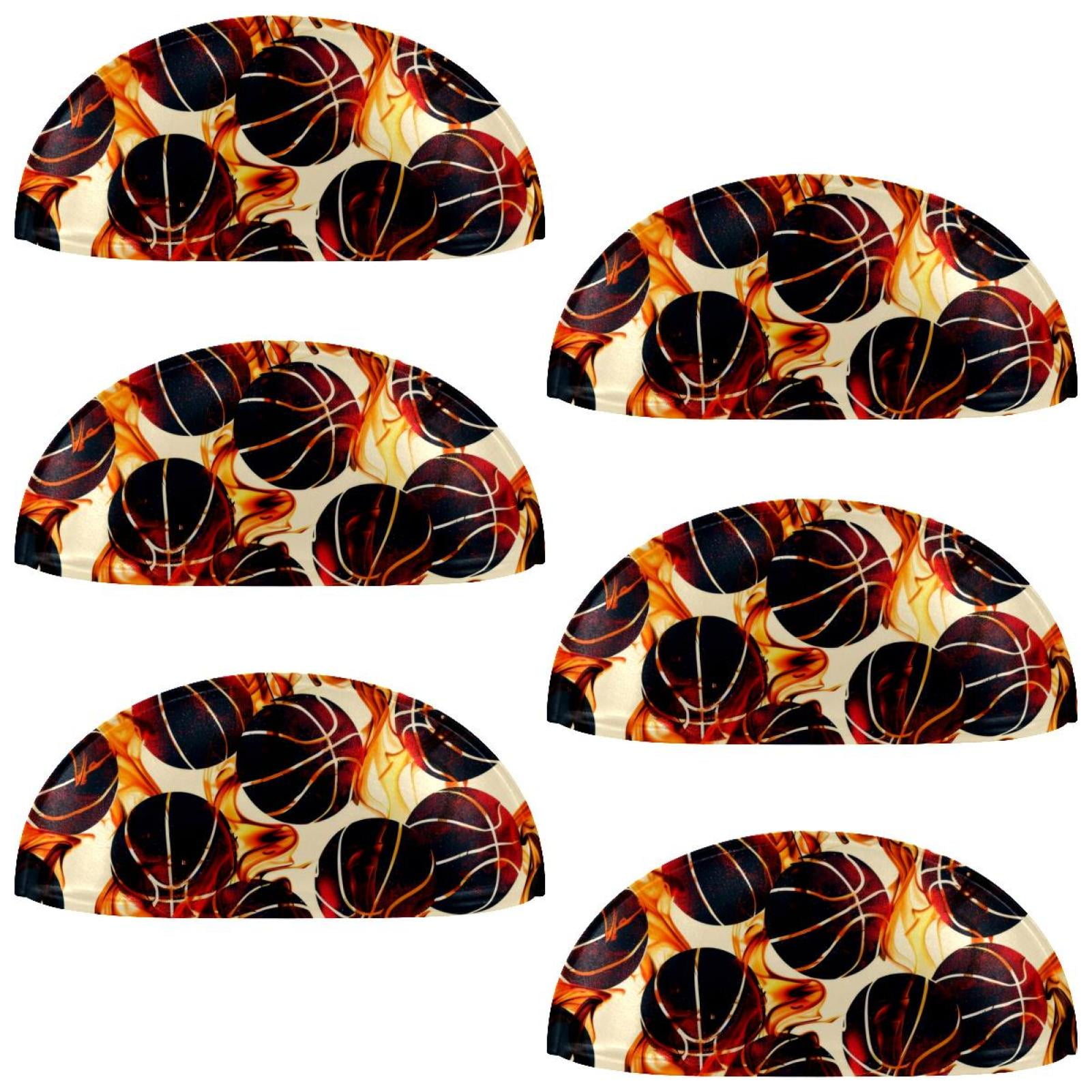 PhooArto 6 Pcs Cup Drawer Pulls, Basketball Fire Patterns Shell Shape Handles Cabinet Knobs for Dresser Cupboard Closet Wardrobe with Screws