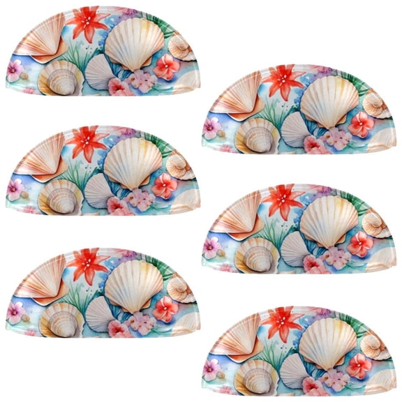PhooArto 6 Pcs Cup Drawer Pulls, Beach Seashells Pattern Shell Shape Handles Cabinet Knobs for Dresser Cupboard Closet Wardrobe with Screws