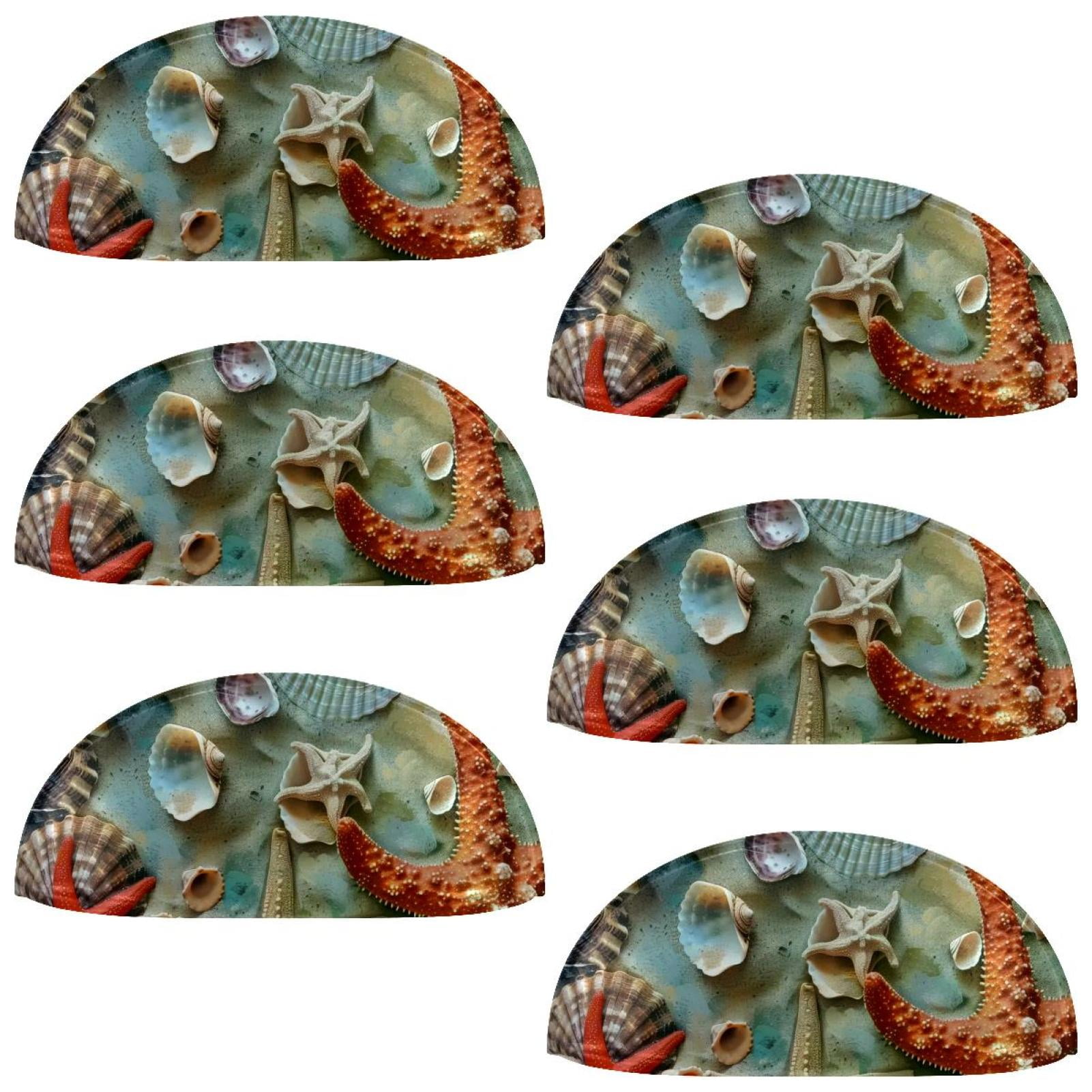 PhooArto 6 Pcs Cup Drawer Pulls, Beach Starfish Seashells Coral Shell Shape Handles Cabinet Knobs for Dresser Cupboard Closet Wardrobe with Screws