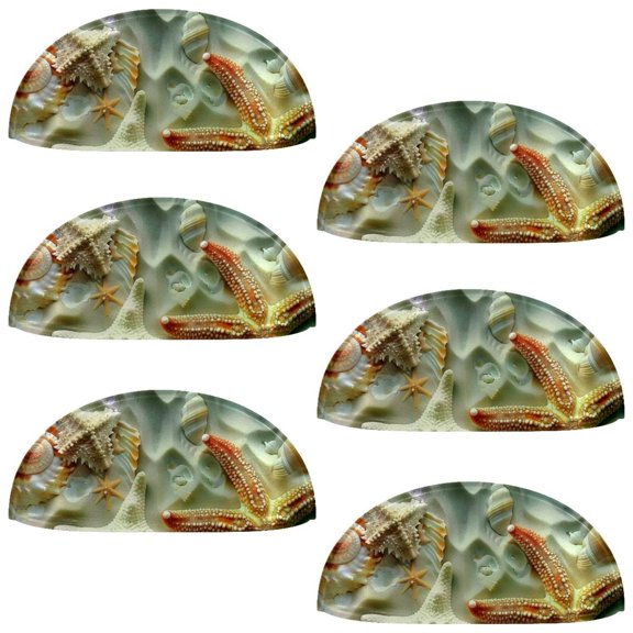 PhooArto 6 Pcs Cup Drawer Pulls, Beach Starfish Seashells Pattern Shell Shape Handles Cabinet Knobs for Dresser Cupboard Closet Wardrobe with Screws