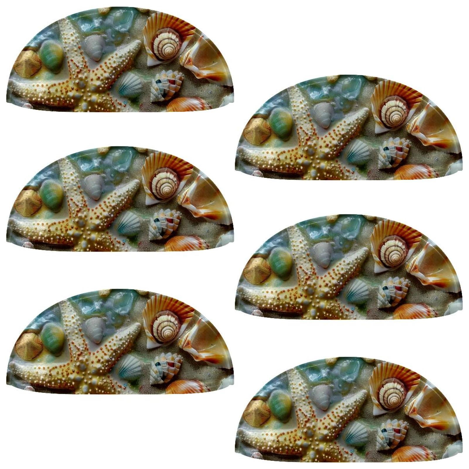 PhooArto 6 Pcs Cup Drawer Pulls, Beach Starfish Seashells Shell Shape Handles Cabinet Knobs for Dresser Cupboard Closet Wardrobe with Screws