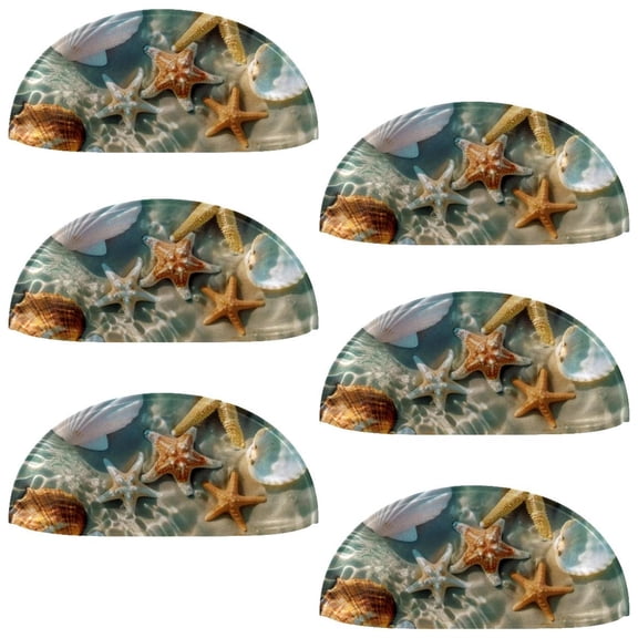 PhooArto 6 Pcs Cup Drawer Pulls, Beach Starfish Shell Shell Shape Handles Cabinet Knobs for Dresser Cupboard Closet Wardrobe with Screws
