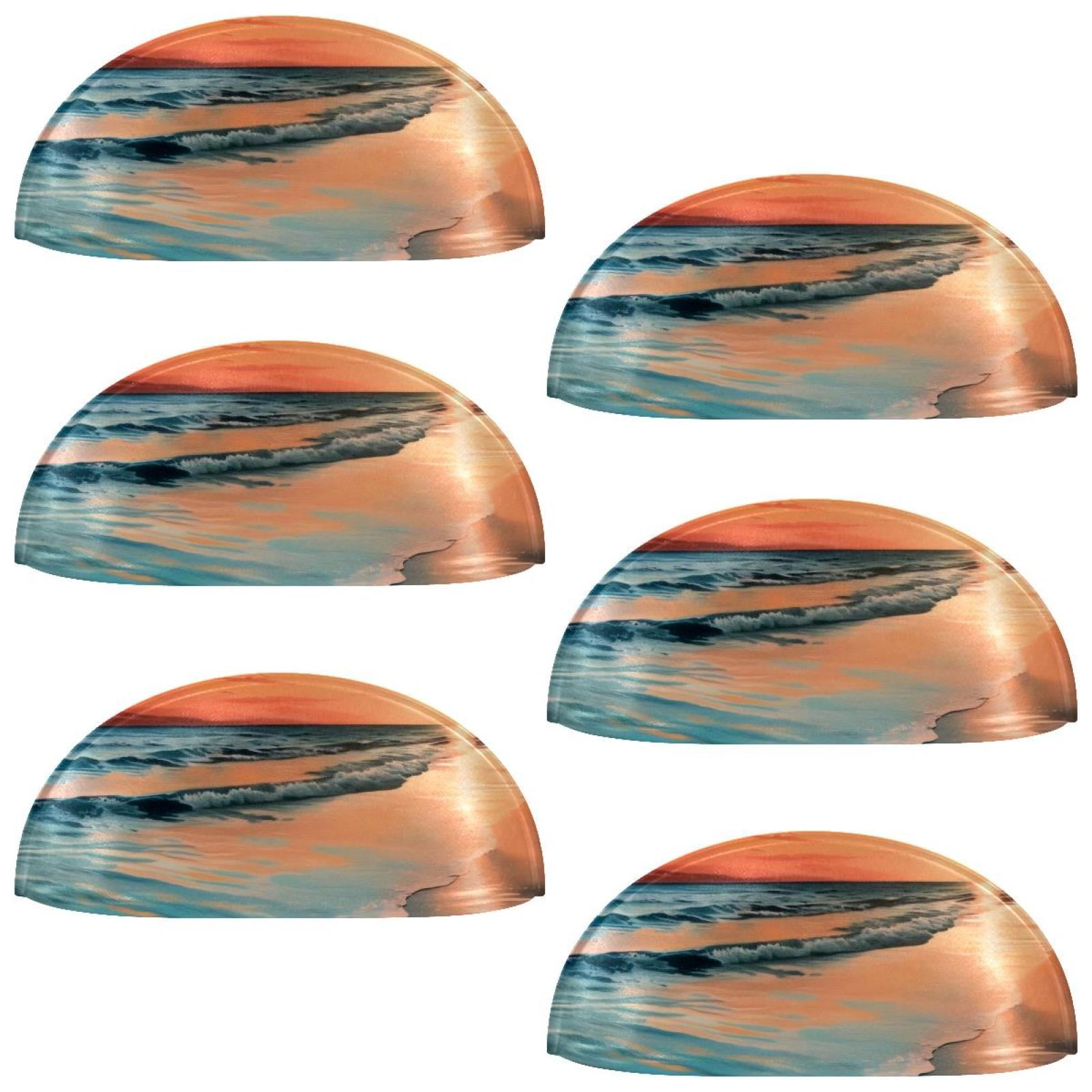 PhooArto 6 Pcs Cup Drawer Pulls, Beach Sunset Shell Shape Handles Cabinet Knobs for Dresser Cupboard Closet Wardrobe with Screws