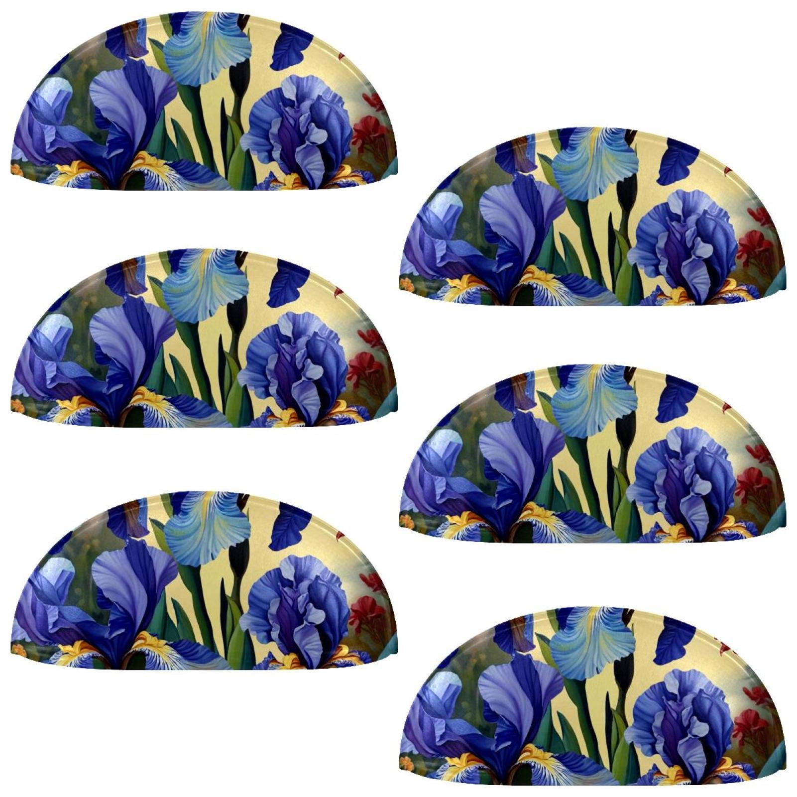 PhooArto 6 Pcs Cup Drawer Pulls, Beautiful Iris Painting Shell Shape Handles Cabinet Knobs for Dresser Cupboard Closet Wardrobe with Screws